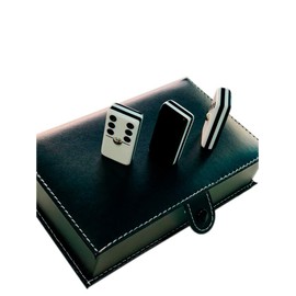 Domino Profesional Acrilico Cebra Negro Estuche Tipo Libro