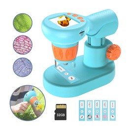 Apexel Handheld Digital Microscope, 800X with 2" LCD Screen, Portable Microscope | Telescope, Turquoise, LED Light Source