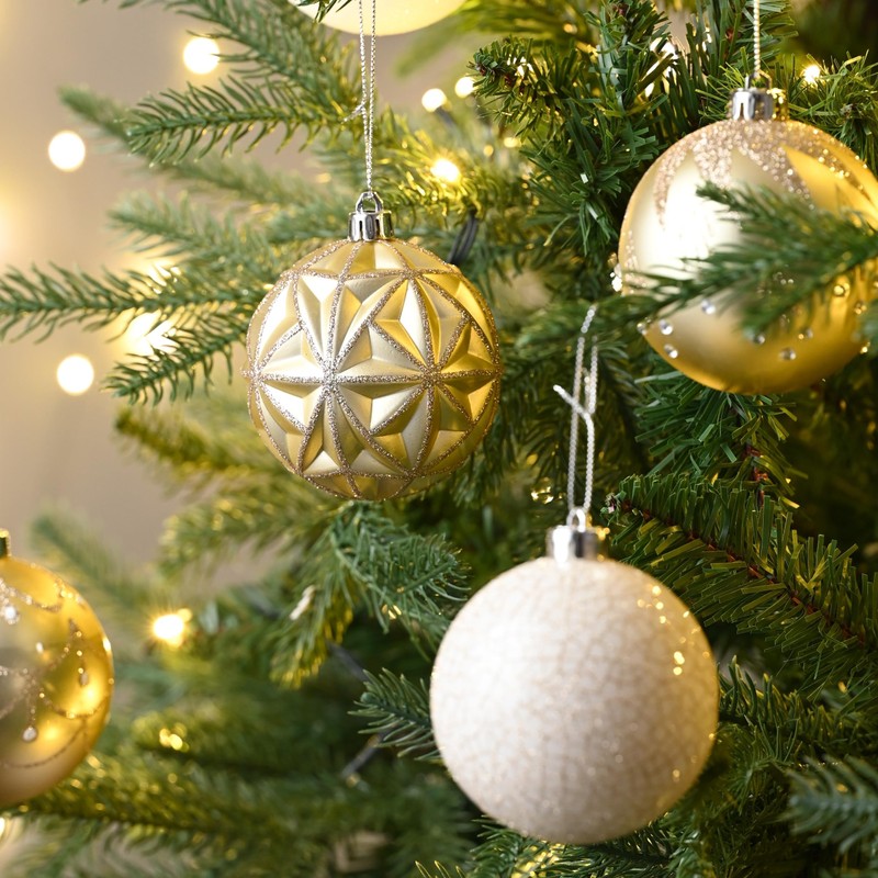 ZANZER 40 Pcs Christmas Baubles Ball Gold Glitter Christmas Ball