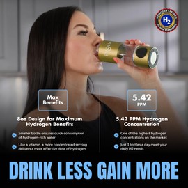 EVOLV Hydrogen Water Bottle Generator – SPE & PEM Water Ionizer 5.42PPM, Highest Concentrated Dose – 8oz Hydrogenated Water Bottle for Improved Energy & Inflammation Support - Easy to Use, Champagne