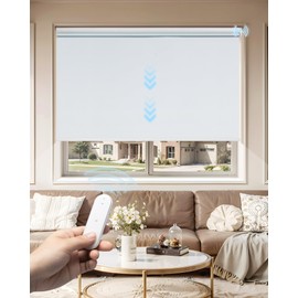 JaeJaes Motorized Roller Shades with Remote Control, Blackout Smart Shades for Windows, Electric Shades for Indoor Windows Home and Office, White, 18" W x 72" H