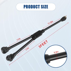 AUTOBABA 3-Wire Welder 50 Amp NEMA 6-50 Splitter Cord, ONE NEMA 6-50P Male Plug to Tow NEMA 6-50R Female Plugs Connectors 250V, 6 AWG 3 FEET