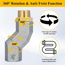 Modoo 3/4 Inch Fuel Swivel, 3/4 inch NPT Fuel Hose Swivel with 360 Rotating Connector for Fuel Transfer Pump Gasoline Diesel Kerosene
