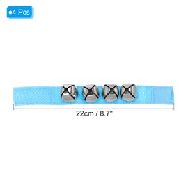 PATIKIL 4pcs Wrist Bells, Jingle Bells Ankle Bells Wrist Bells Bracelet Percussion Instruments Musical Rhythm Band 4 Silver Bells for Party Christmas, Blue