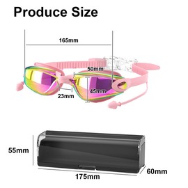 Swimming Goggles Polarised Adult for Men Women Nose Clip Swimming Goggles UV Protection Anti Fog Adjustable Strap Teenagers - Pink
