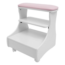 Akynjtbca Foot Bath Stool, Footbath Stool with 4 Universal Wheels with Brakes, Foot Bath Spa Cart Nail Foot Rest Stand Foot Massage Station for Foot Baths, Foot Manicures, Foot Massages ﻿ (Pink)