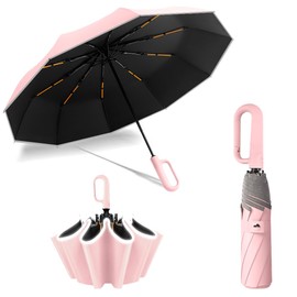 EDECOR Paraguas Plegable Automático con Hebilla de Anillo, 106cm Paraguas de Bolsillo Reforzado, Sombrilla Grande Resistente al Viento, Con 20 Varillas Reflectantes y Protección UV, Portátil para Hombres y Mujeres