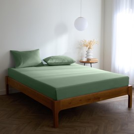 Mellanni King Size Fitted Sheets - All Around Elastic - 40 Cm Extra Deep - Soft Brushed Microfiber, Shrinkage & Fade Resistant - (150x200 cm, Sage)