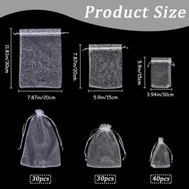 SOFPLATE 100Pcs 4x6In 6x8In 8x12In Organza Favor Bags Drawstring Gift Pouch Portable Travel Storage White Pouches Drawstring Bag for Wedding Christmas Party Favors Jewelry Candy Holiday Wrapping