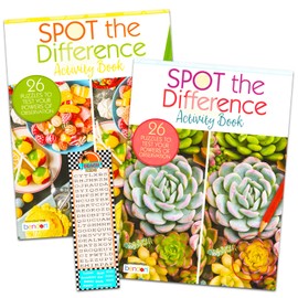 Spot The Difference Picture Puzzle Books Set - Bundle with 2 Find The Difference Brain Challenging Activity Books for Adults Plus Bookmark | 50+ Mindfulness Puzzles, Large Print Puzzle Books