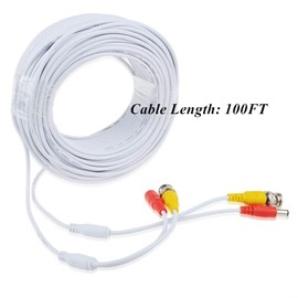 SLLEA White 100ft BNC Extension Cable Compatible with Swann 5MP HD Dome Security Camera PRO-5MPMSD