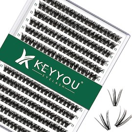 Lash Clusters 300pcs Individual Lashes 50D 0.07C Curl 11mm DIY Eyelash Extension KEYYOU Large Tray Volume Soft&Natural Cluster Lashes(50D-0.07C,11）