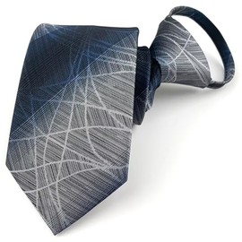 Rosiika Mens Blue and Grey Tie Easily Zipper Repp Neck Wear Graduation Neckties Best Gift Giving