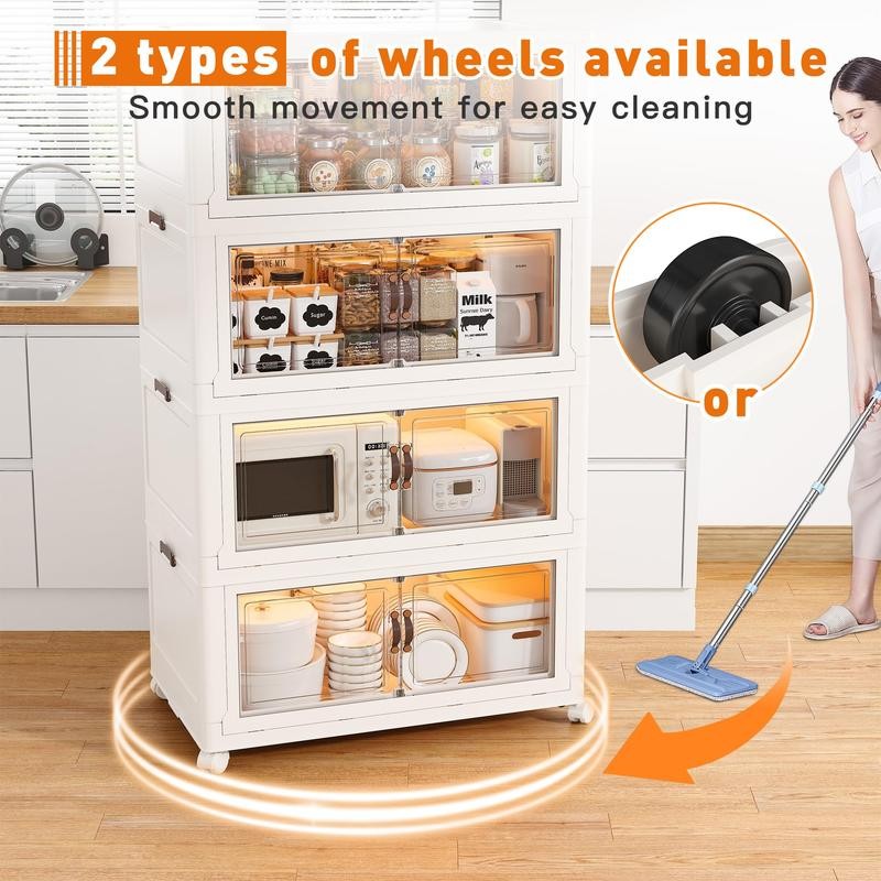 RaybeeFurniture Stackable Storage Containers with Wheels & Lid Large Plastic