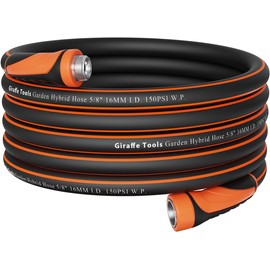Giraffe Tools Garden Hose 5/8", Water Hose Heavy Duty, Flexible, Lightweight Hybrid Hose with Swivel Handle, 50ft Male to Female Fittings, Burst 600 PSI