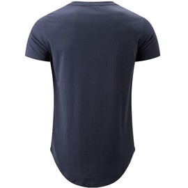 KLIEGOU Mens 100% Cotton Hipster Hip Hop Longline Crewneck T-Shirt Royal Blue XL