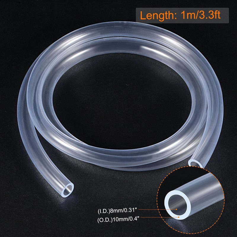 sourcing map Transparent PVC hose, plastic vinyl hose, 8 mm,