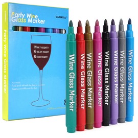 GAINWELL Metallic Wine Glass Markers 8Pcs, Non-Toxic, Food-Safe, Dishwasher-Safe, Wine Glass Marker Pens for Ceramic Plates, Parties & Weddings