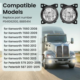 P SEPEY Kenworth T660 Fog Lights, Fog Lamps with Bulbs for 2008-2015 Kenworth T660, Peterbilt 579 587, A Pair(Left and Right)