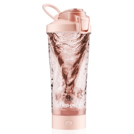 FANS-ONE Electric Protein Shaker Bottle, 24oz Lockable Electric Blender Cup, Tritan USB Rechargeable Protein Shake Mixer, Blender Shaker Cups for Protein Shakes, Pink