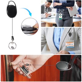 2Pcs Porta Credenciales Acrilico con Cordón KINGTLE Porta Gafete de Acrilico con 2Pcs Clip de Llavero Retráctiles,Soporte para Gafete para Tarjetas de ID Vertical y Horizontal para Mujer y Hombre