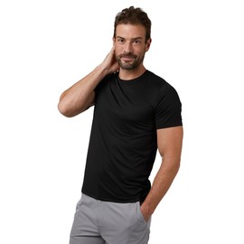 32° Degrees Mens Cool Quick Dry Active Basic Crew T-Shirt, Black, Medium