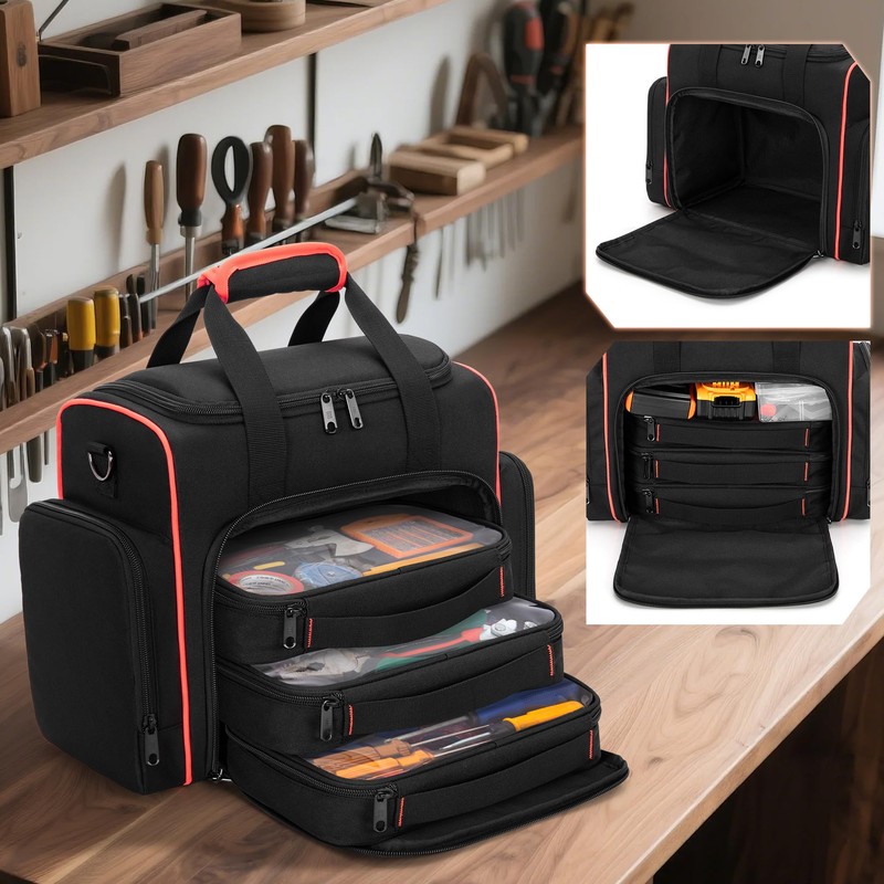 Marscamd Tool Bag with 3 Removable Cases, 2 Layers Tool