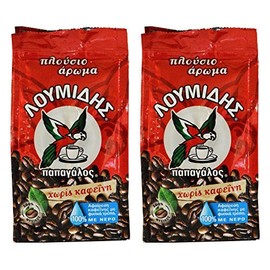Loumidis Greek Ground Coffee Papagalos Traditional Decaf 2 Pack (3.4 Ounces) by Loumidis