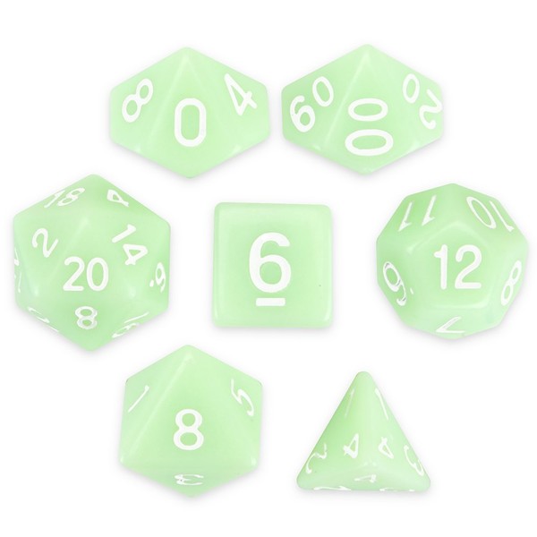 Brybelly Series III Wiz Dice Set of 7 Polyhedral Dice (Ghost Jade)