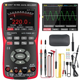 2 in 1 Handheld Oscilloscope Multimeter 10MHz Bandwidth 48MSa/s High Sampling Professional Oscilloscope 999 Count Digital Multimeter Auto Calibration Function DC/AC Voltage Current Test