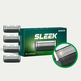 DORCO SLEEK Six Blade Razor System with Multi-Flex Technology Refill Set, Precision Shaving Razor Replacement Cartridge (4 Pack)