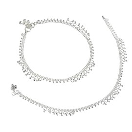 Efulgenz Silver Tone Ankle Bracelets for Women Ankle Bracelet Pair Anklet Set Dainty Chain Anklets Set for Women with Bell Charms Ankle Jewelry Payal Beach Barefoot Feet Jewelry for Women
