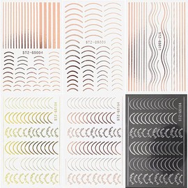 Osuner Pegatinas de línea de uñas, DIY Metallic Nail Pegatinas Autoadhesivos de Uñas Línea Arte Tiras Cinta DIY Nail Art Art Decoraciones