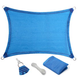 Eden's Decor Rectangular Blue 5' X 7' Sun Shade Sail UV-Blocking Outdoor Shade for Patio Backyard Pergola