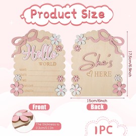 Baby Announcement Sign, Wooden Hello World Newborn Welcome Sign