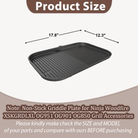 Non-Stick Griddle Plate for Ninja Woodfire XSKGRDLXL OG951 OG901 OG850 Grill Accessories，Cast Iron Flat Top 2-in-1 Grill Griddle Plate Pan for Ninja Woodfire Pro XL Connect OG900 OG800 Series