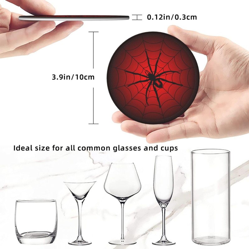 Spider Coasters for Drinks with Holder Leather Coasters Set of