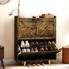 JOKOLO Shoe Cabinet Storage,Farmhouse Freestanding Organizer with 2 Flip Drawers