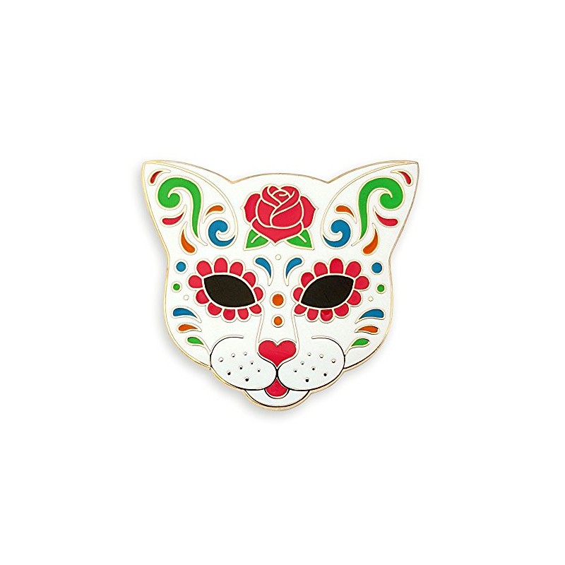 Pinsanity Cat Sugar Skull Enamel Lapel Pin