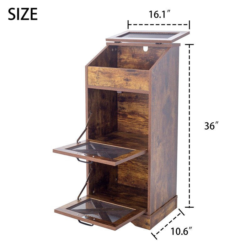 TDLEAYYD Potato Storage Bin Wooden Bread Box, Mid Century Modern