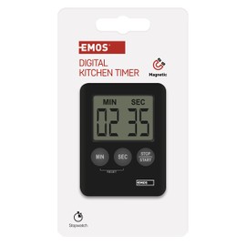 EMOS Digital Kitchen Timer / Egg Timer / Kitchen Timer with Alarm and Magnet, Black, 7 × 55 × 70 mm