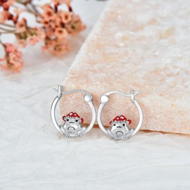 VONALA Frog Hoop Earrings 925 Sterling Silver Mushroom Cute Animal Huggie Hoop Earrings Hypoallergenic Jewellery Birthday Gifts for Women Girls