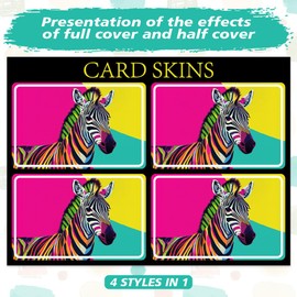 Peacoblue Bank Card Sticker Colorful Zebra Credit Debit Card Custom Skin Cover Protector, 4 Styles Waterproof Scratch-Proof and Attractive Decal for Most Popular EBT Transportation Key Card