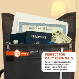 OOPTRA Fireproof Document Bag Set (Black) – Waterproof Zipper & Lock – for Home, Office & Travel – Holds Files, Cash, Passport, Valuables – Fire & Water Resistant