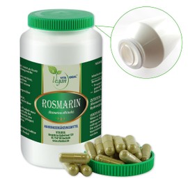 VITA IDEAL Vegan® ROSMARIN - 180 KAPSELN - Rosmarinus officinalis - Tagesportion 650mg Rosmarin reines Pulver. Natürlich, pflanzlich & ohne Zusatzstoffe,