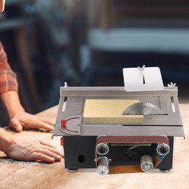 2-in-1 Belt Sander Mini Table Saw 200W Bench Sander for Wood PVC Acrylic Plastic Bamboo,7 Gears Speed, 0-90° Adjustment