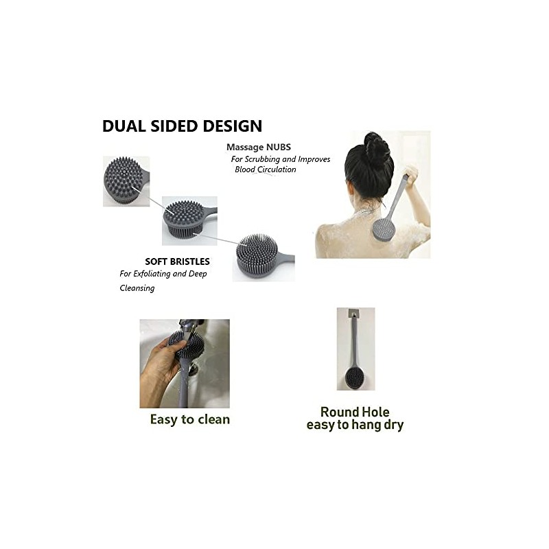 Estropajo de silicona para el cuerpo, cepillo de ducha de