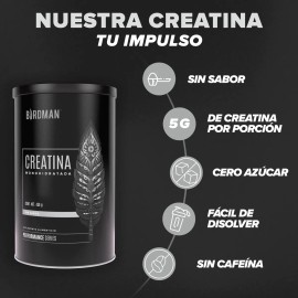Birdman Creatina Monohidratada En Polvo de Alta Pureza | 90 servicios | 450g | Sabor Natural