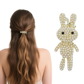 Pearl Rabbit Hair Clip Duckbill Hair Claw Clips Vintage Pearl Hair Accessories for Wedding Bride Women Birthday Party Favors Gifts