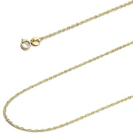 rapmoven 14k Real Yellow Gold Solid 1.5mm Singapore Chain Necklace with Spring Ring Clasp, Jewelry Gift for Women Men, 14 inch